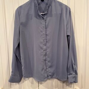 Women’s Band-Collar Dress Shirt — Slate Blue